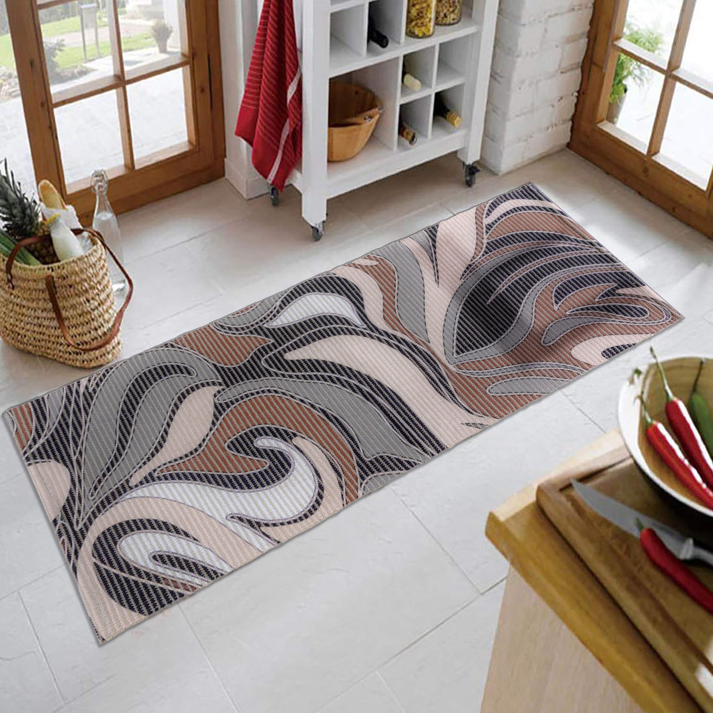 Abstract Wave Pattern Woven Floor Runner – 60x22 Inch