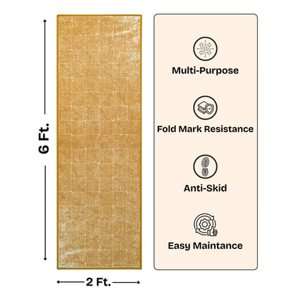 Modern Geometric Digital Print  Area Rug | Premium Yellow Mustard and Cream Woven Rug - Decovia