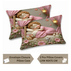 7D Digital Printed Sleeping Doll Cotton Feel Microfiber King Size Double Bedsheet with Pillow Covers - Decovia
