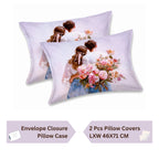 7D Digital Printed Romantic Couple Cotton Feel Microfiber King Size Double Bedsheet with Pillow Covers - Decovia