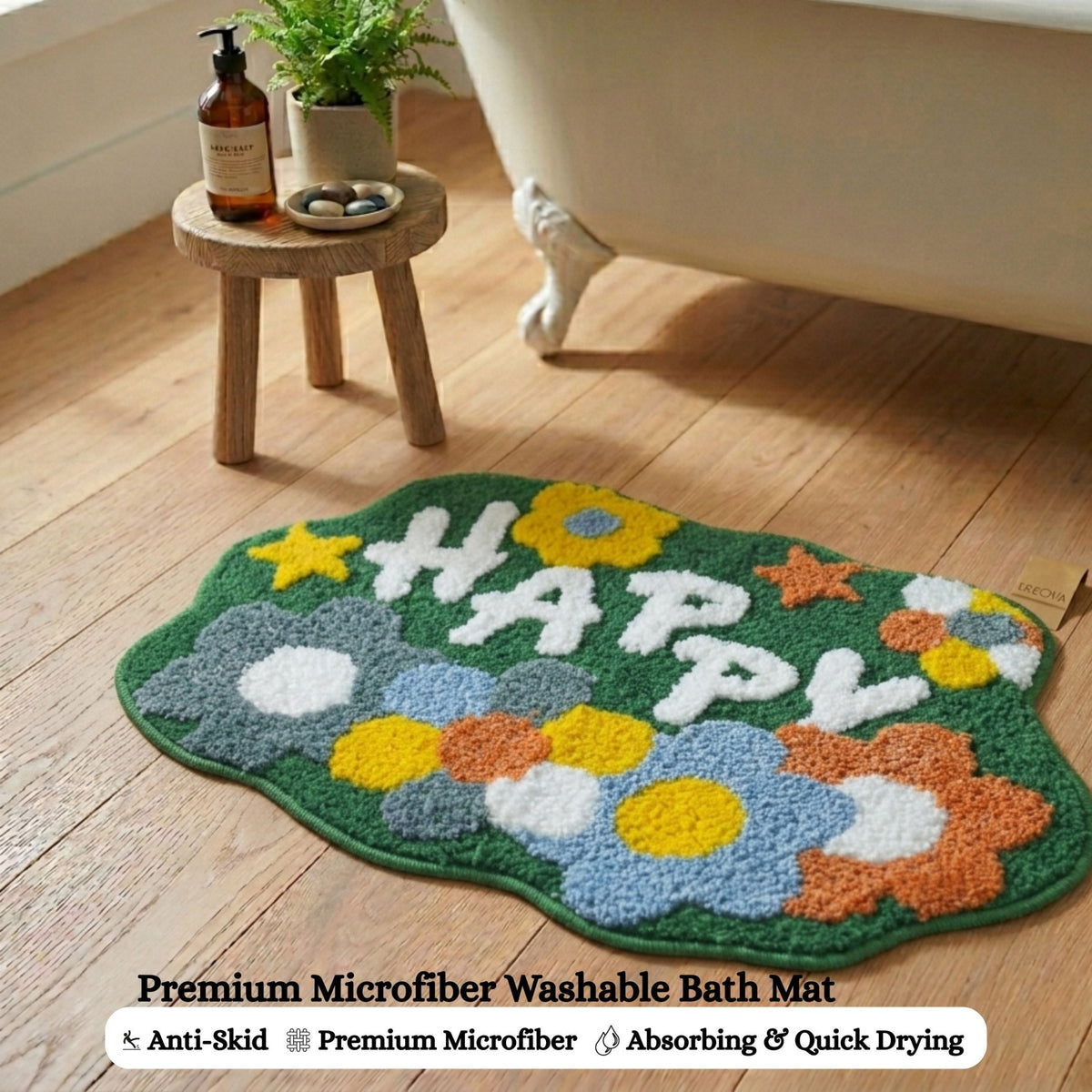 Happy Microfiber Anti Skid Super Absorbent Bathmat - Decovia