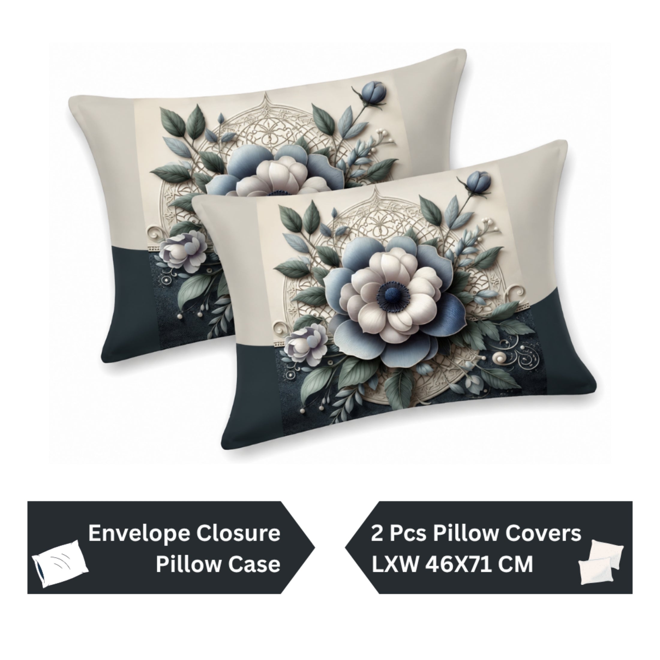 7D Digital Printed Floral Cotton Feel Microfiber King Size Double Bedsheet with Pillow Covers - Decovia
