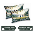 7D Digital Printed Couple Cotton Feel Microfiber King Size Double Bedsheet with Pillow Covers - Decovia