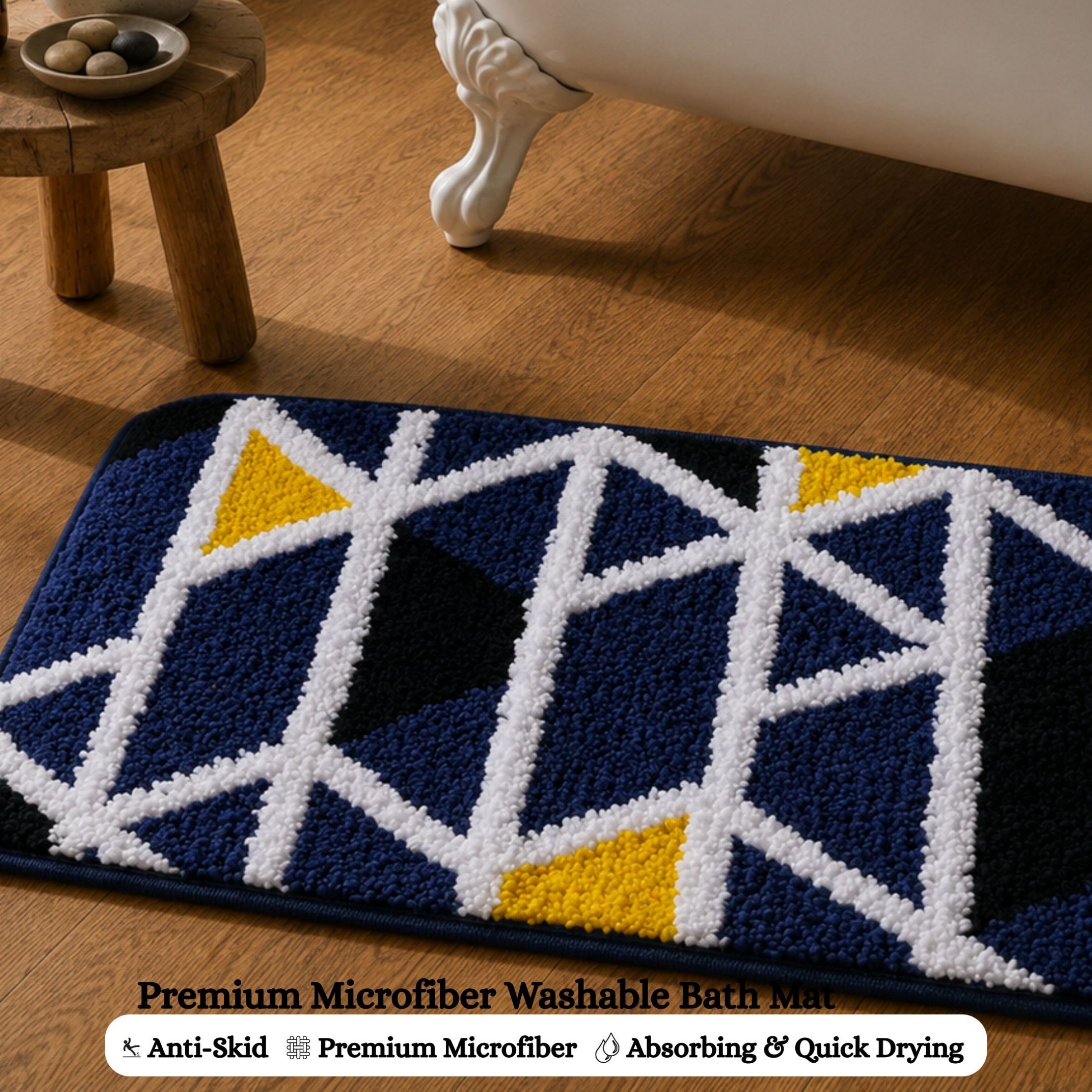 Triangle Microfiber Anti Skid Super Absorbent Bathmat - Decovia