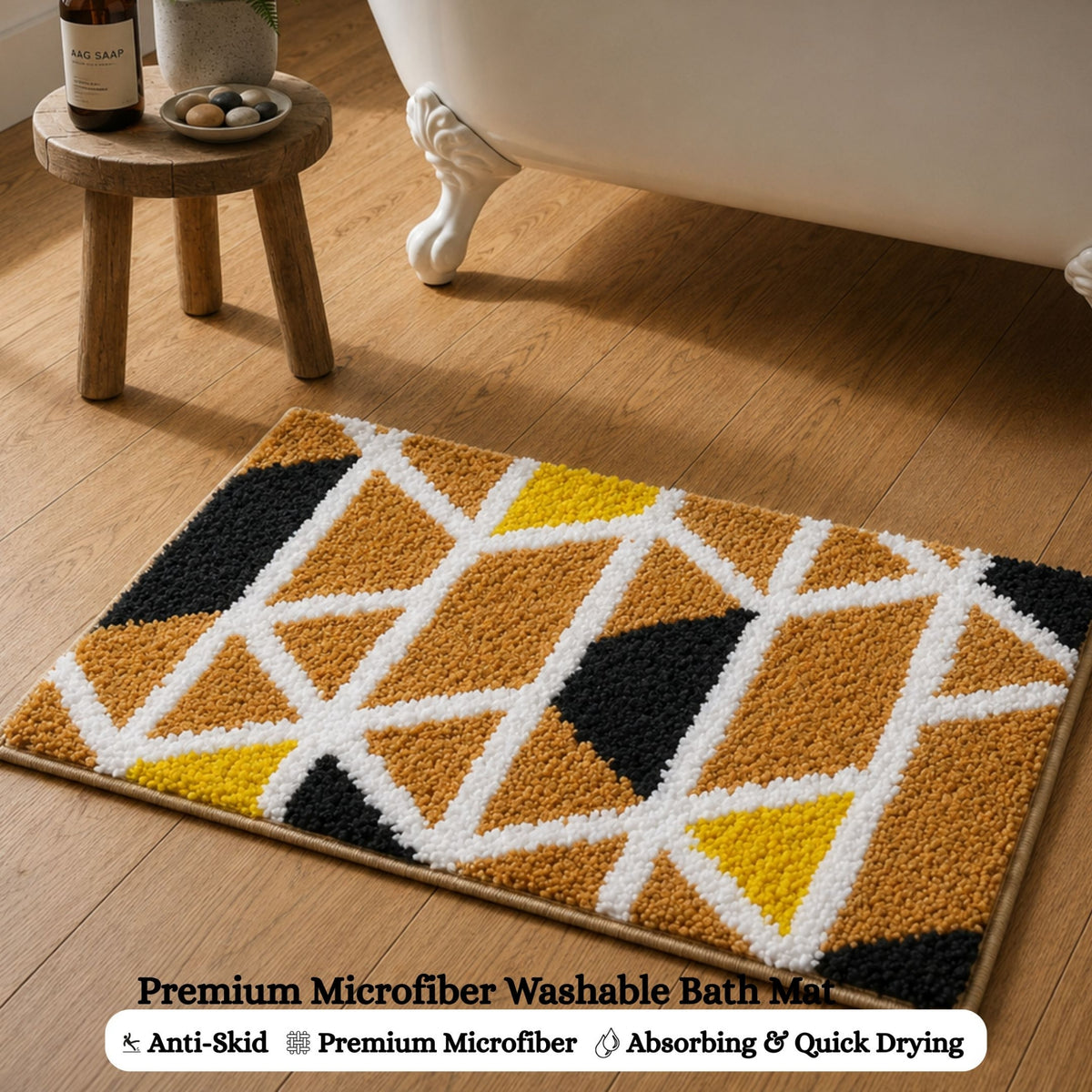 Triangle Microfiber Anti Skid Super Absorbent Bathmat - Decovia