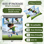 7D Digital Printed Football Player Cotton Feel Microfiber King Size Double Bedsheet with Pillow Covers - Decovia