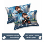 7D Digital Printed Little Biker Cotton Feel Microfiber King Size Double Bedsheet with Pillow Covers - Decovia