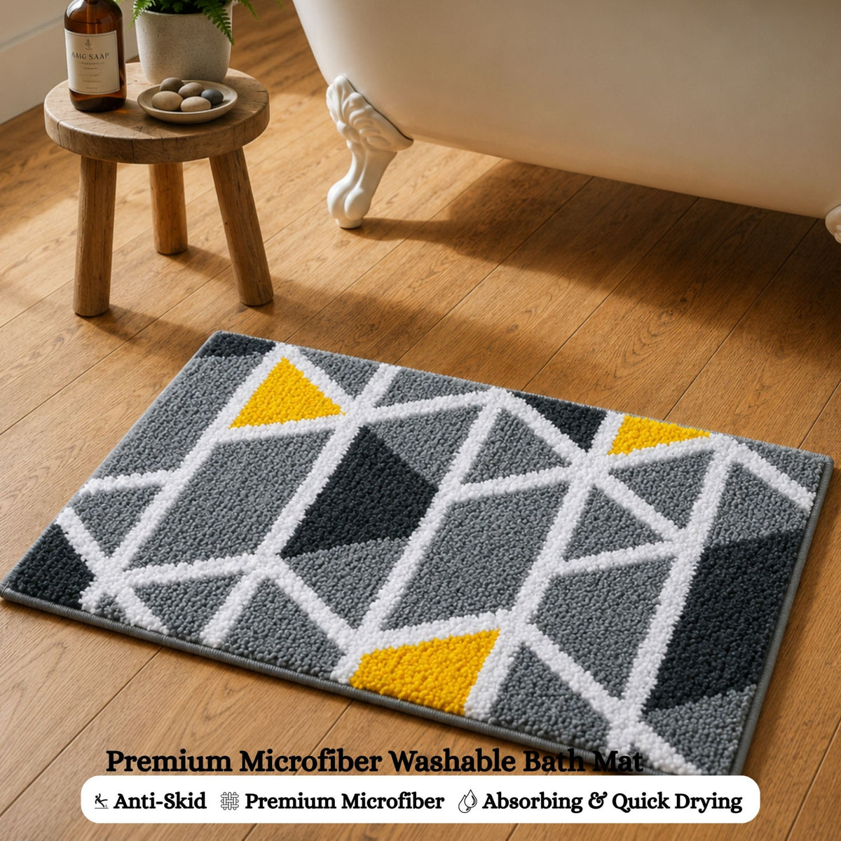 Triangle Microfiber Anti Skid Super Absorbent Bathmat - Decovia