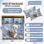 7D Digital Printed Teddy Cotton Feel Microfiber King Size Double Bedsheet with Pillow Covers - Decovia