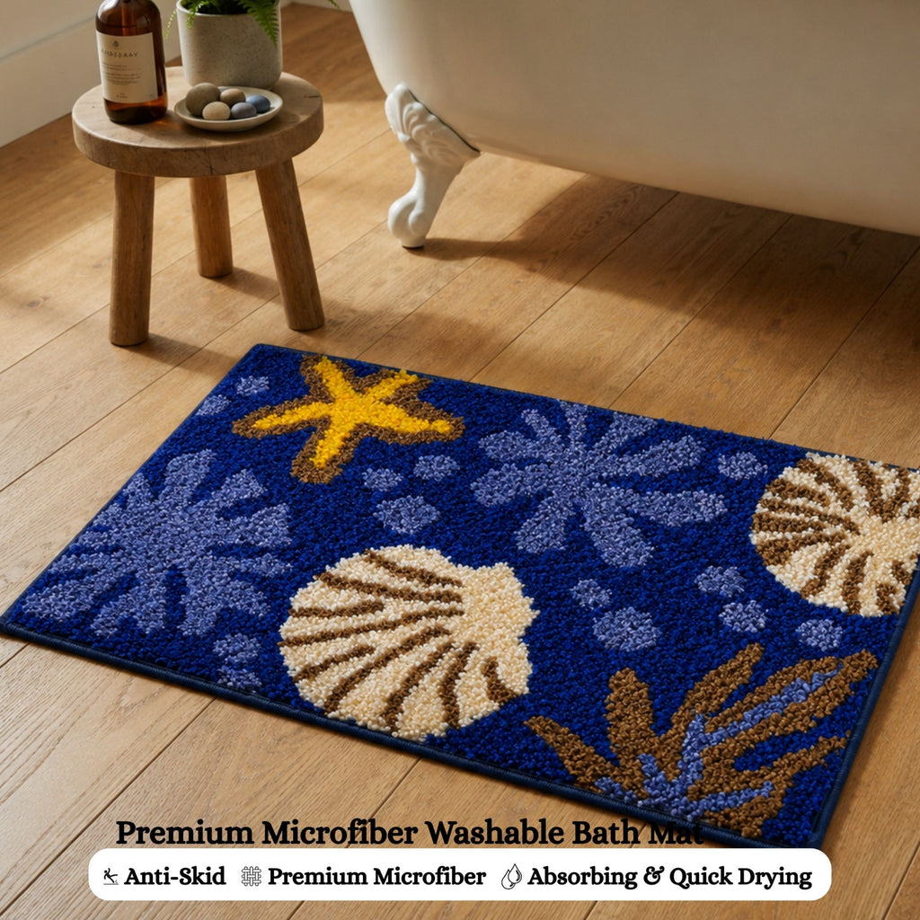 Seashell Microfiber Anti Skid Super Absorbent Bathmat - Decovia