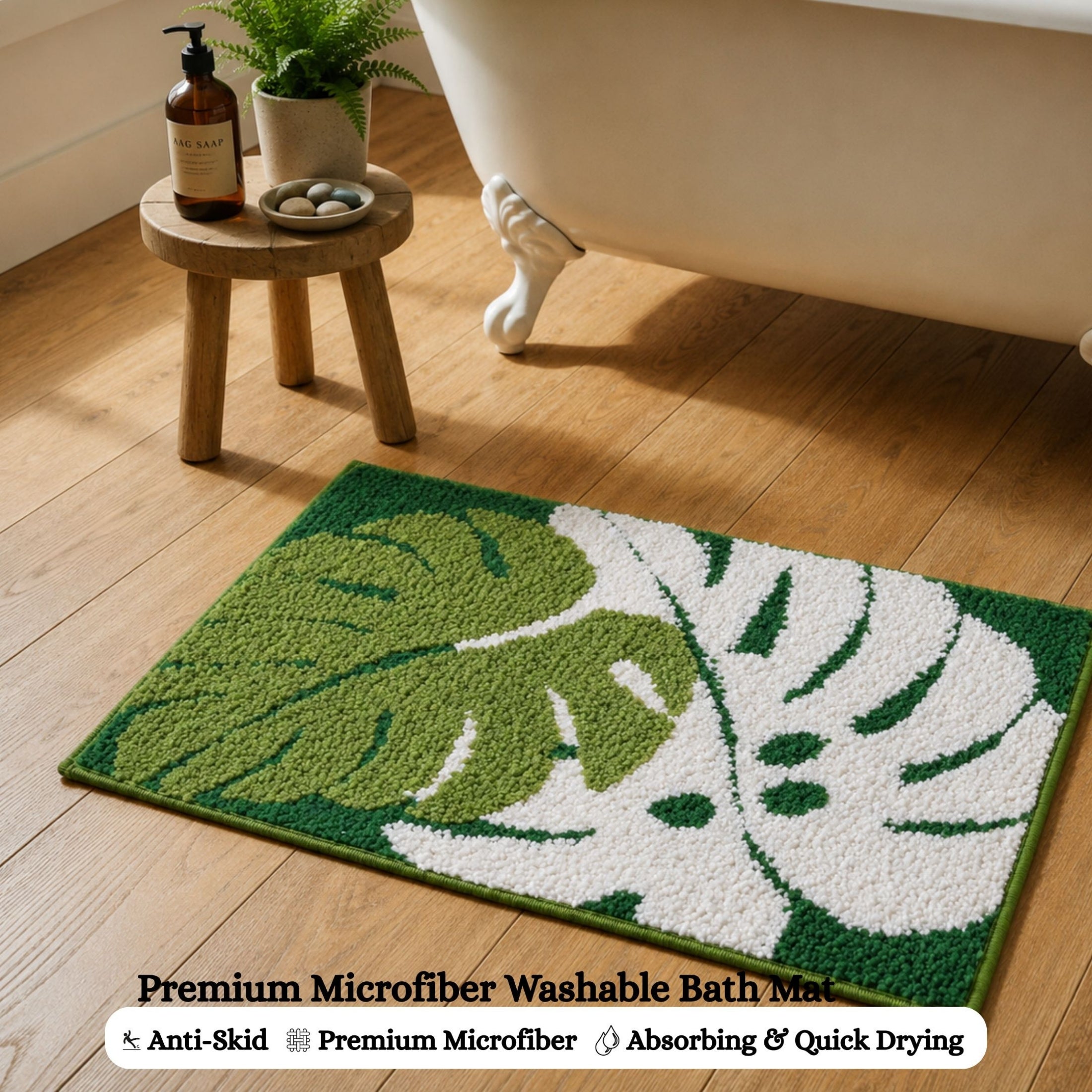 Flower Leaf Microfiber Anti Skid Super Absorbent Bathmat - Decovia