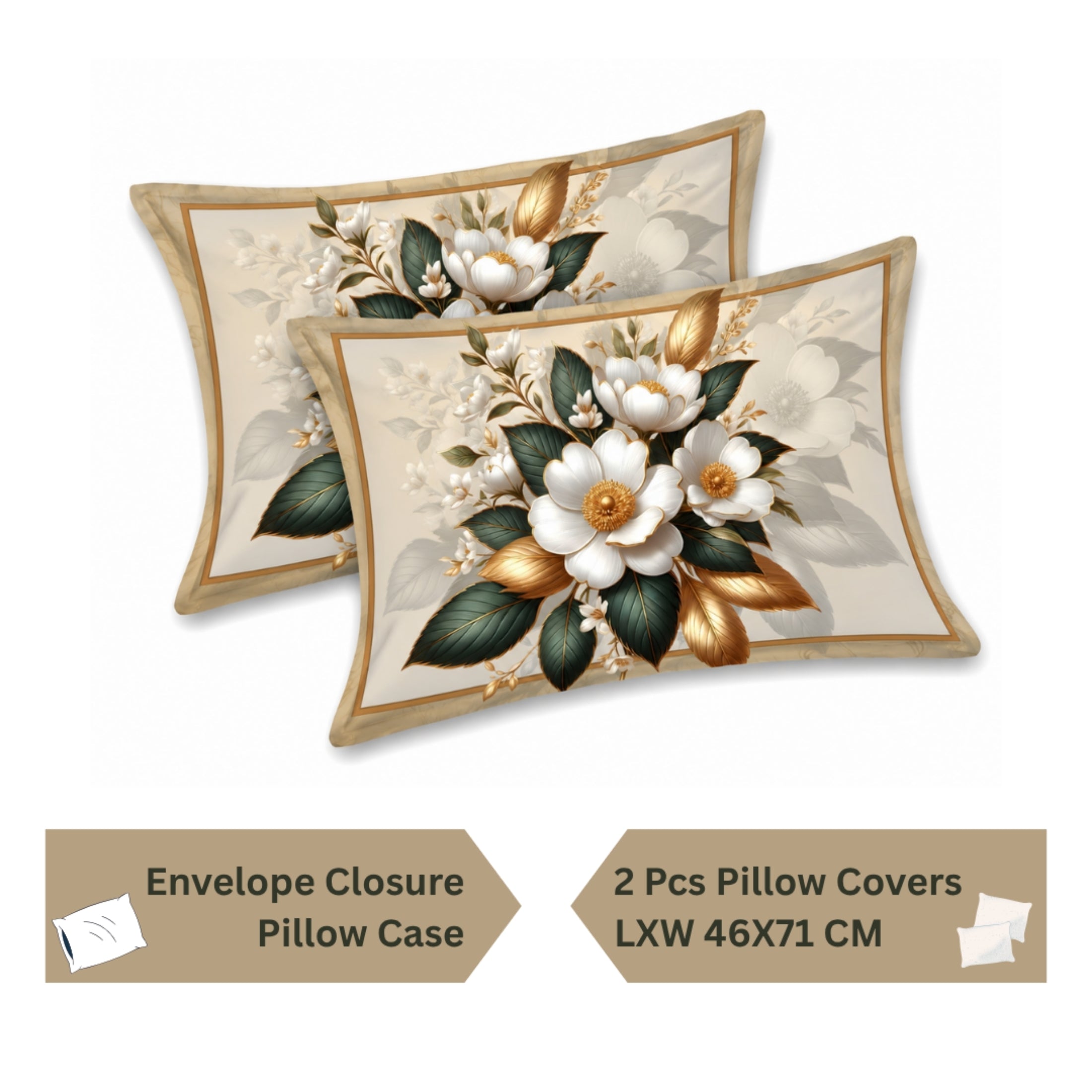 7D Digital Printed Floral Cotton Feel Microfiber King Size Double Bedsheet with Pillow Covers - Decovia