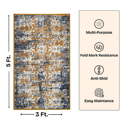 Premium Distressed Geometric Striped Pattern Digital Print Area Rug | Yellow, Black, and Cream Bohemian Accent Rug - Decovia