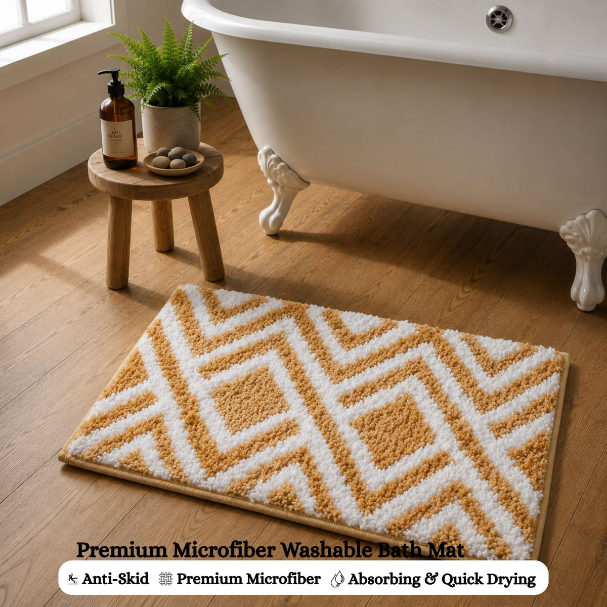 Zigzag Microfiber Anti Skid Super Absorbent Bathmat - Decovia