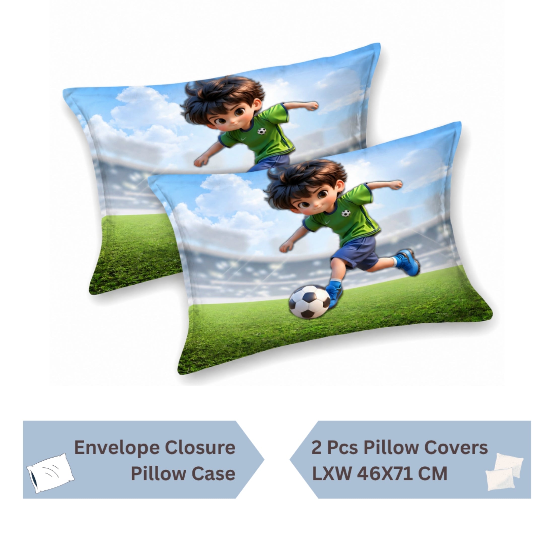 7D Digital Printed Football Player Cotton Feel Microfiber King Size Double Bedsheet with Pillow Covers - Decovia