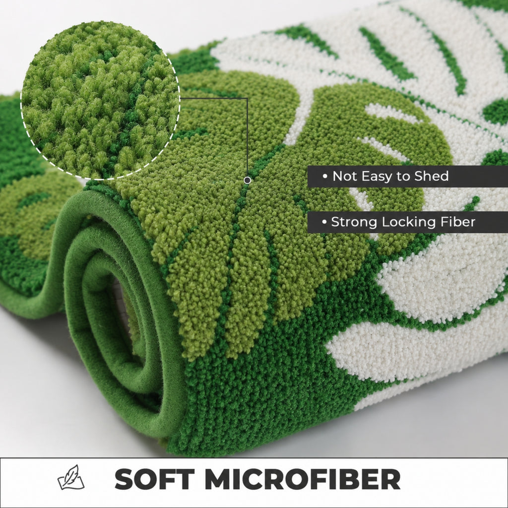 Flower Leaf Microfiber Anti Skid Super Absorbent Bathmat - Decovia