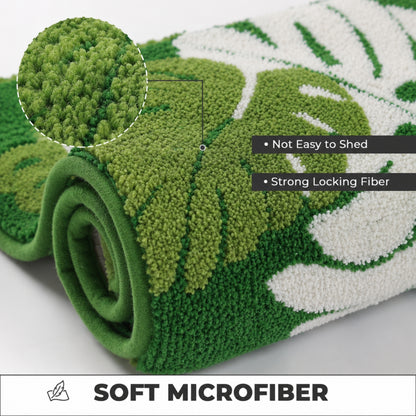 Flower Leaf Microfiber Anti Skid Super Absorbent Bathmat - Decovia