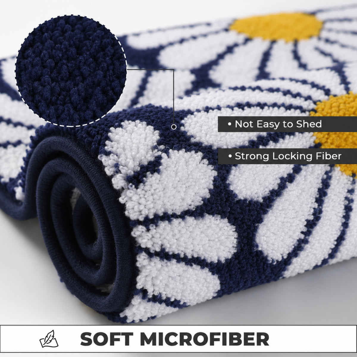 Sun Flower Microfiber Anti Skid Super Absorbent Bathmat - Decovia