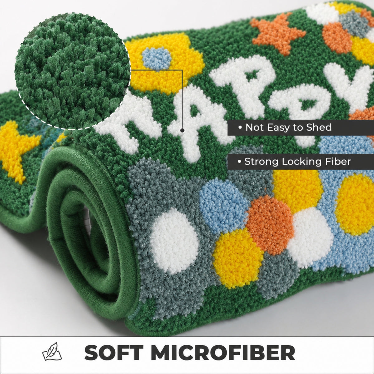 Happy Microfiber Anti Skid Super Absorbent Bathmat - Decovia