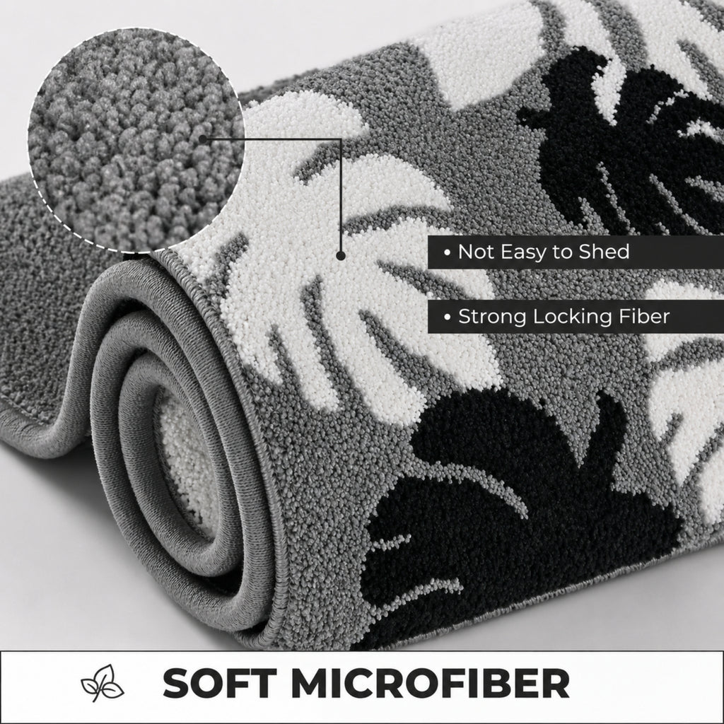 Leaf Flower Microfiber Anti Skid Super Absorbent Bathmat - Decovia