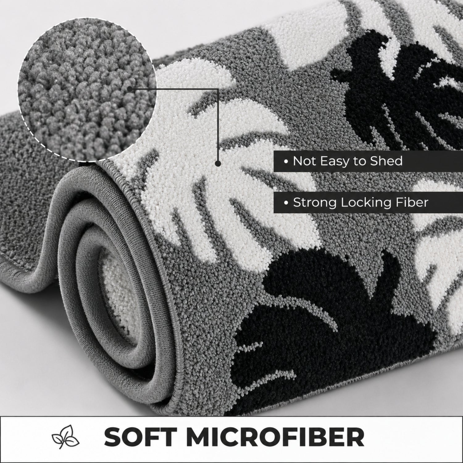 Leaf Flower Microfiber Anti Skid Super Absorbent Bathmat - Decovia