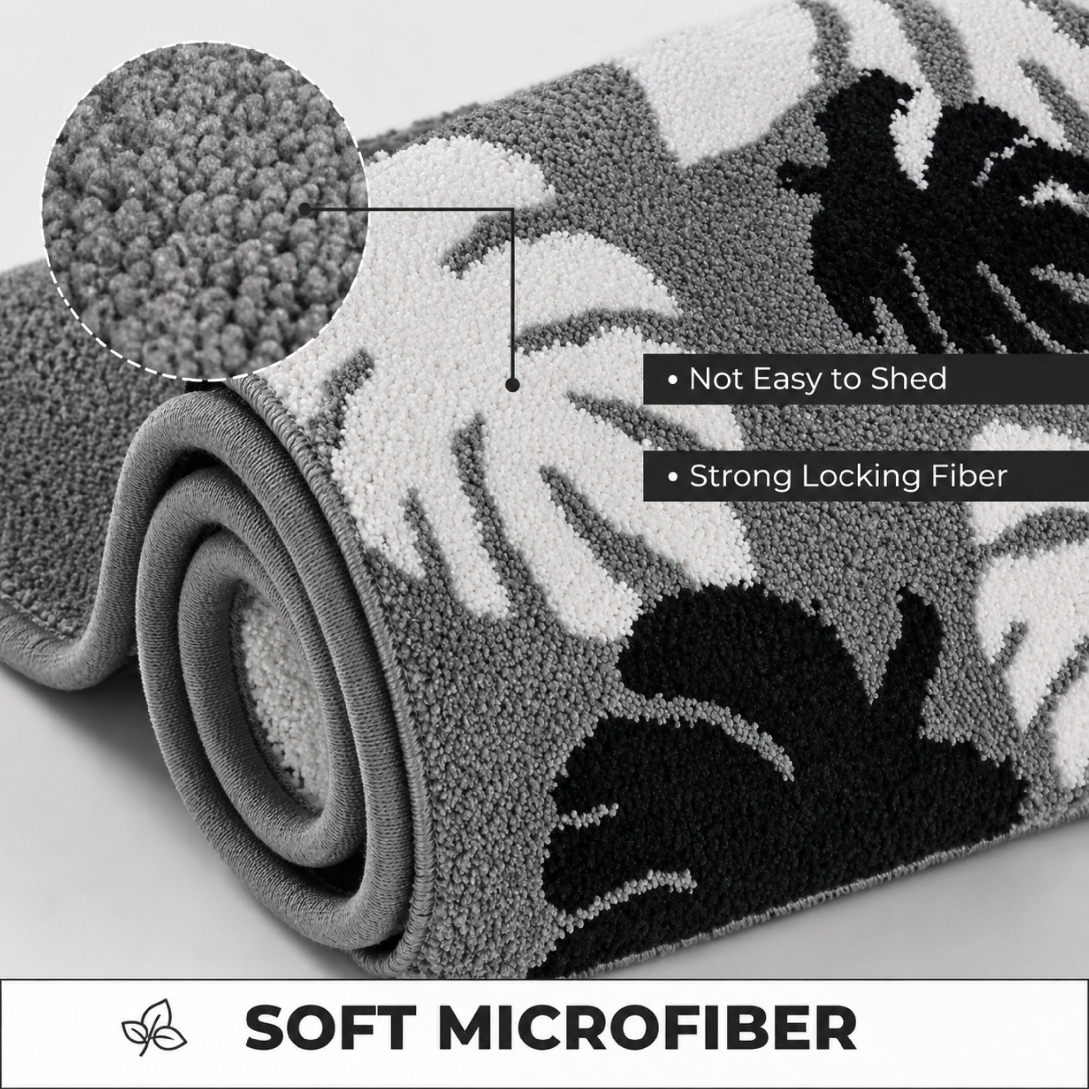 Leaf Flower Microfiber Anti Skid Super Absorbent Bathmat - Decovia