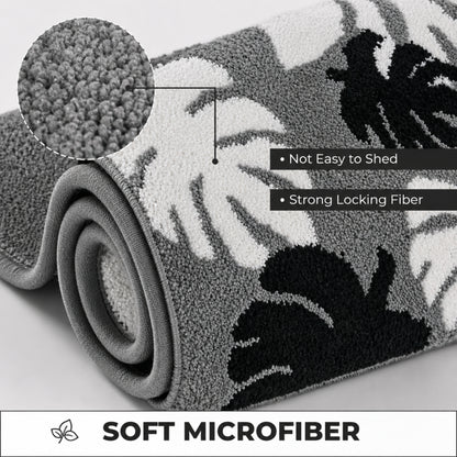 Leaf Flower Microfiber Anti Skid Super Absorbent Bathmat - Decovia