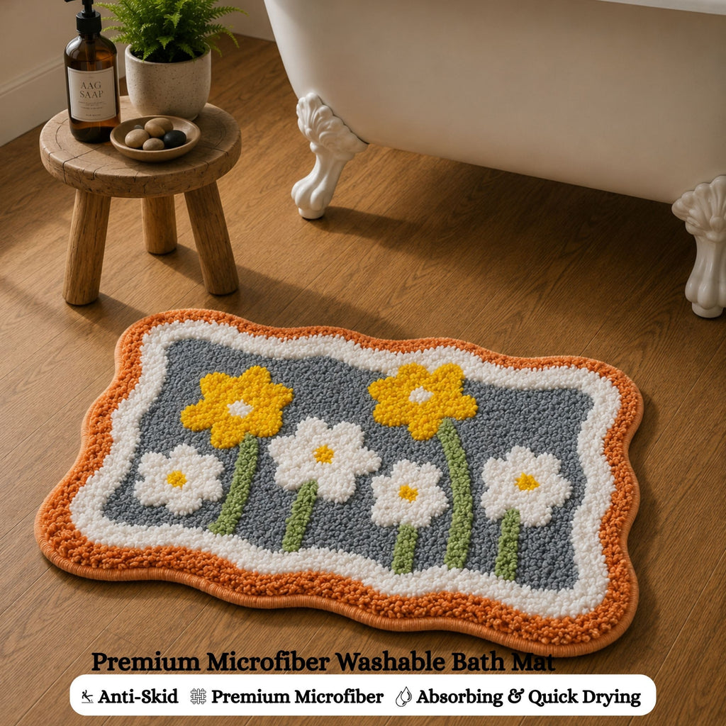 Lily Flower Microfiber Anti Skid Super Absorbent Bathmat - Decovia