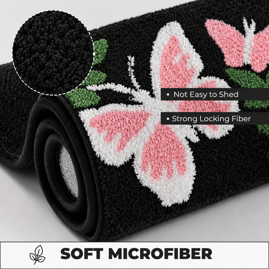 Butterfly Microfiber Anti Skid Super Absorbent Bathmat - Decovia