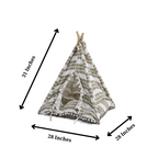 Funny Pet Teepee Tent for Dogs & Cats – Soft Cotton Canvas with Wooden Frame
