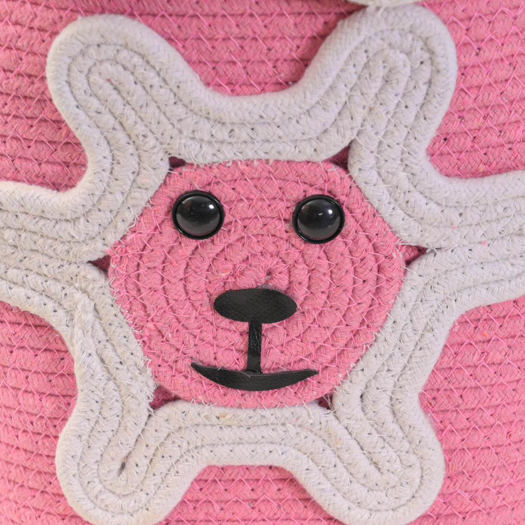 Pink Lion-Themed Storage Basket with Lid