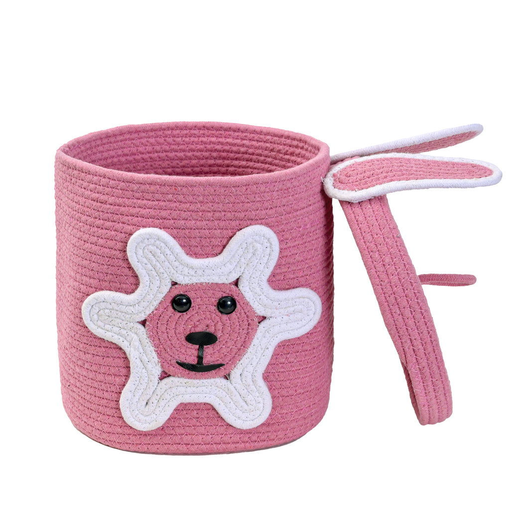 Pink Lion-Themed Storage Basket with Lid