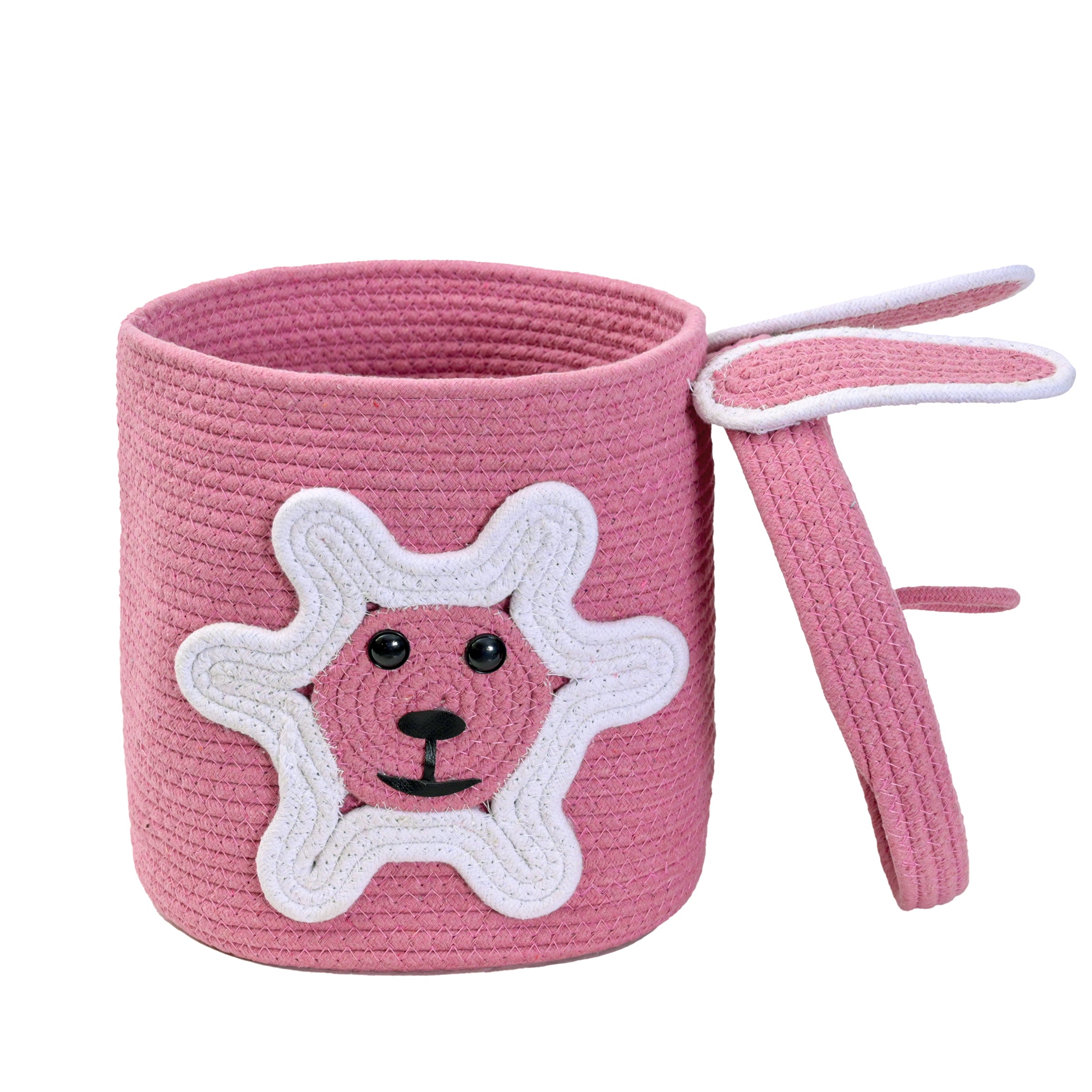 Pink Lion-Themed Storage Basket with Lid