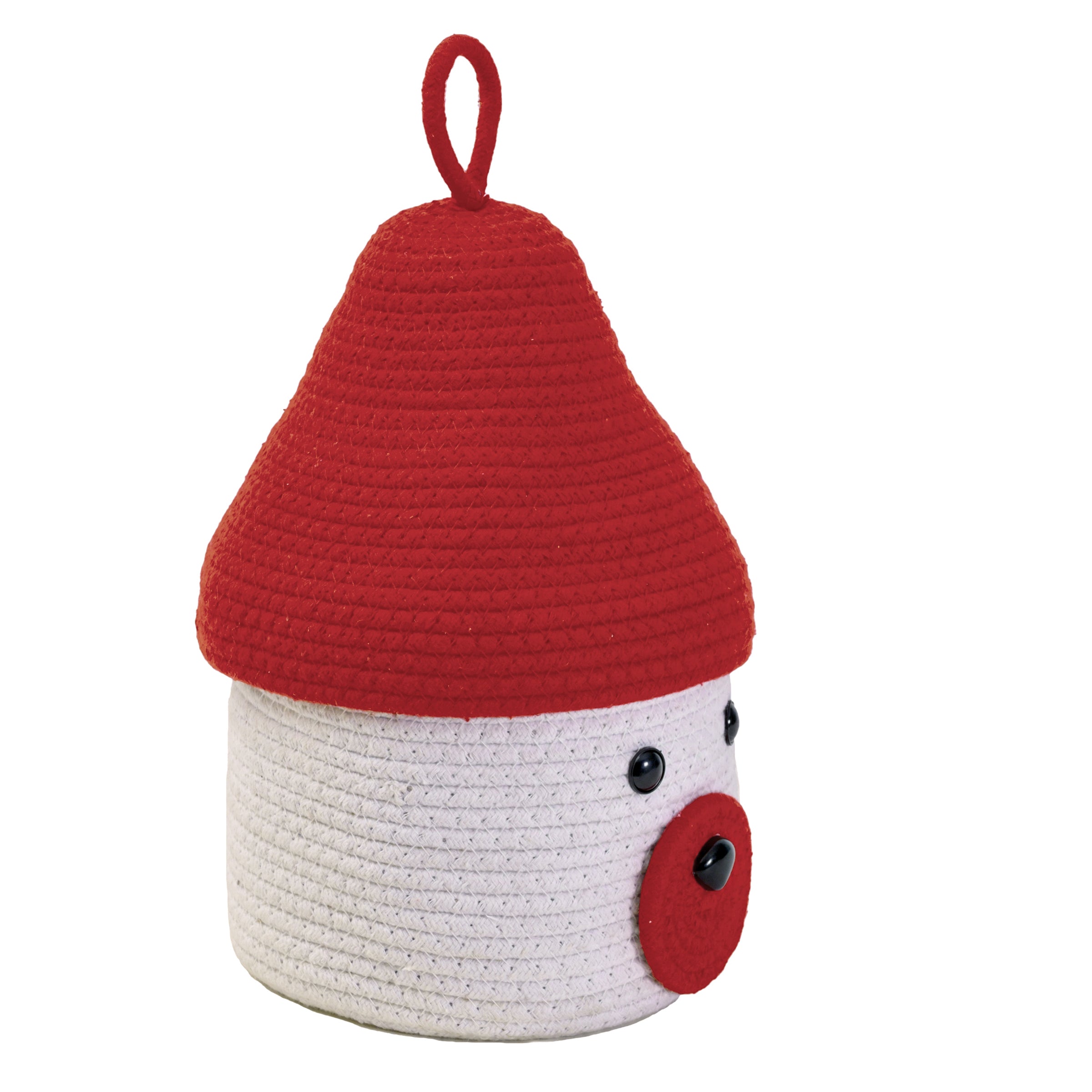White Bear-Themed Storage Basket with Red Lid