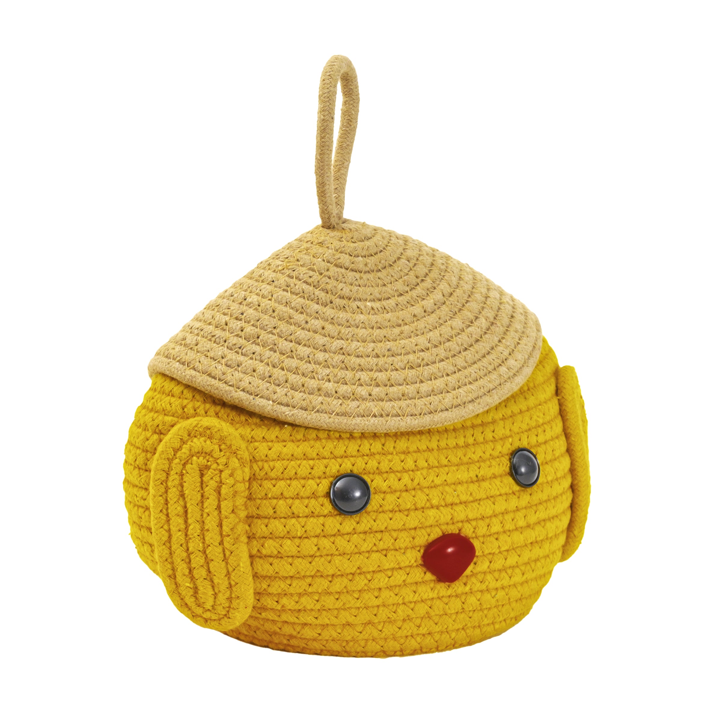 Yellow Puppy-Themed Storage Basket with Lid
