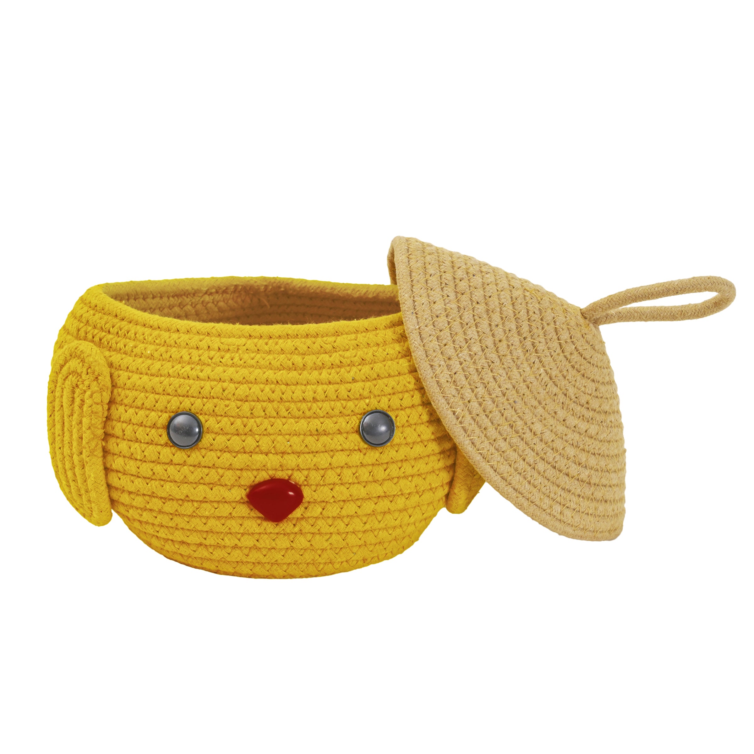 Yellow Puppy-Themed Storage Basket with Lid