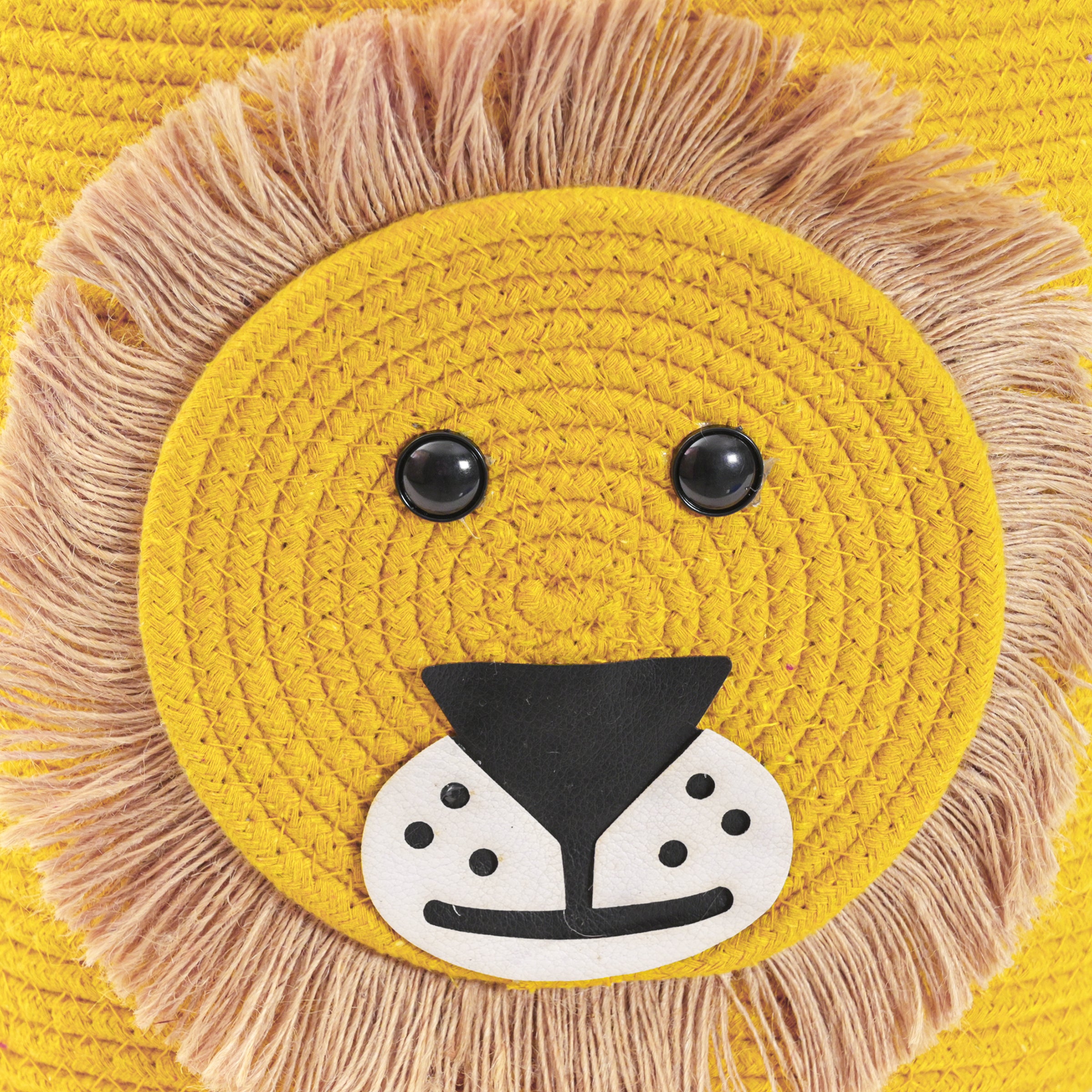 Yellow Lion-Themed Storage Basket with Handle