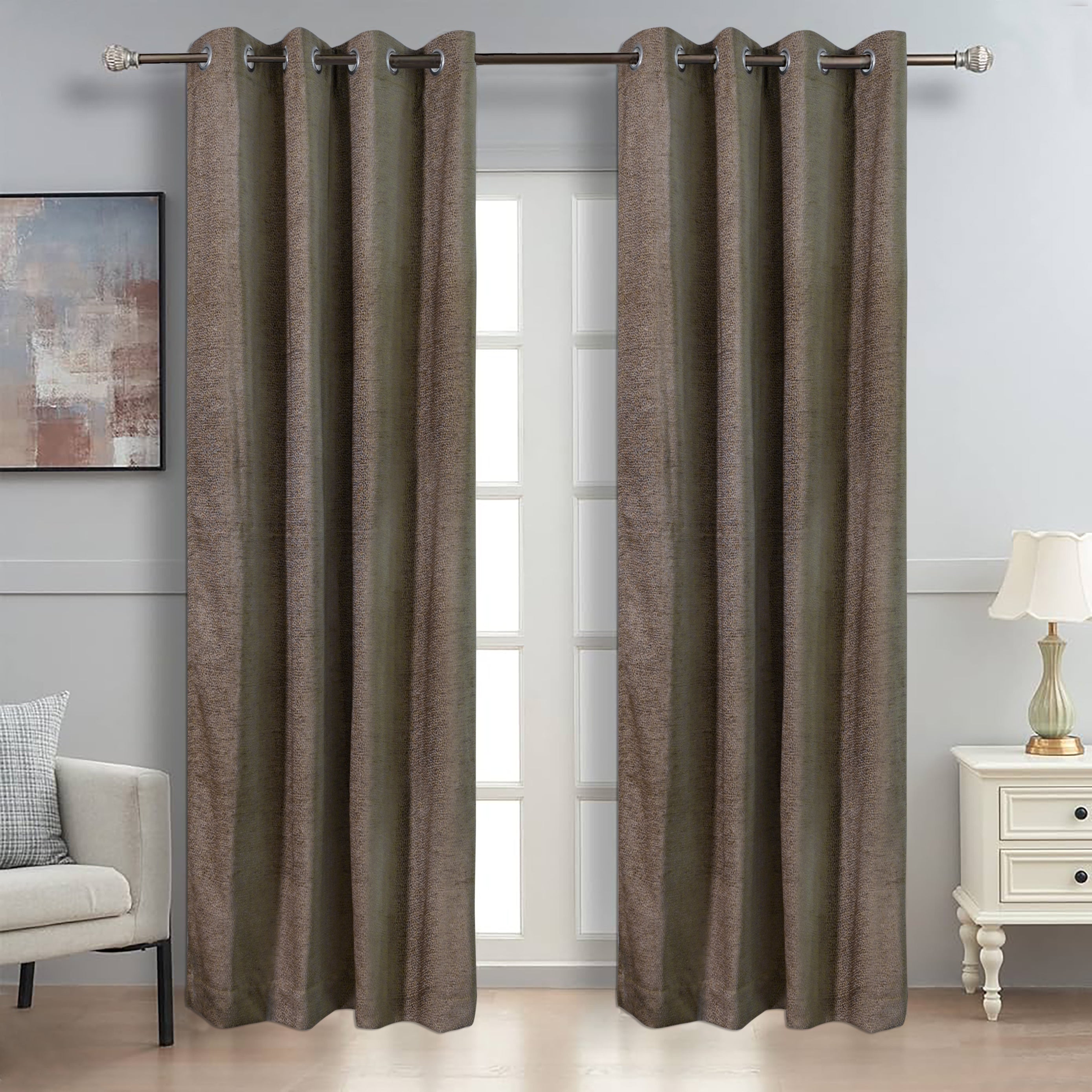 Elegant Self-Textured Eyelet Curtain Set of 2