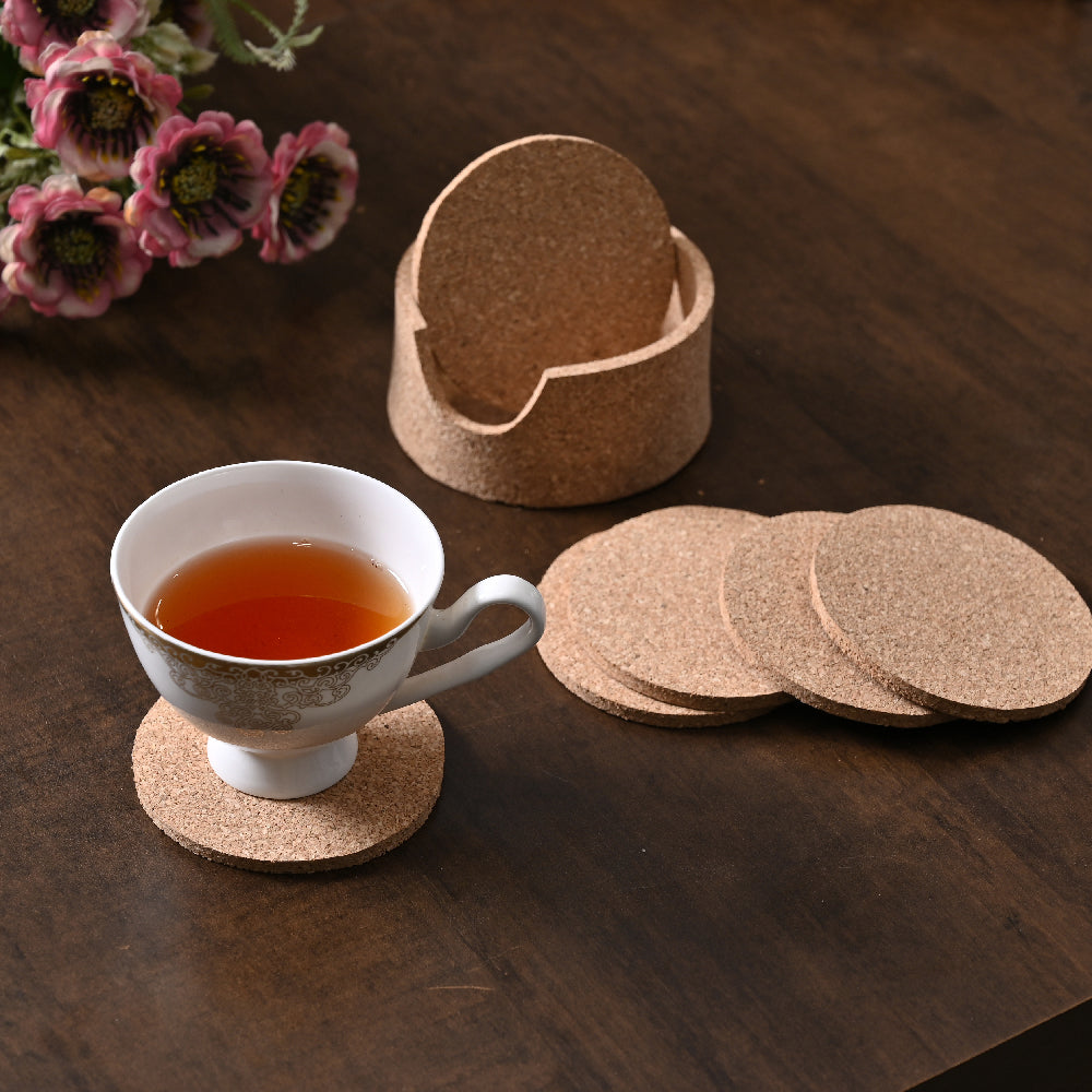 Cork Coaster Set of 6 with Holder by Decovia