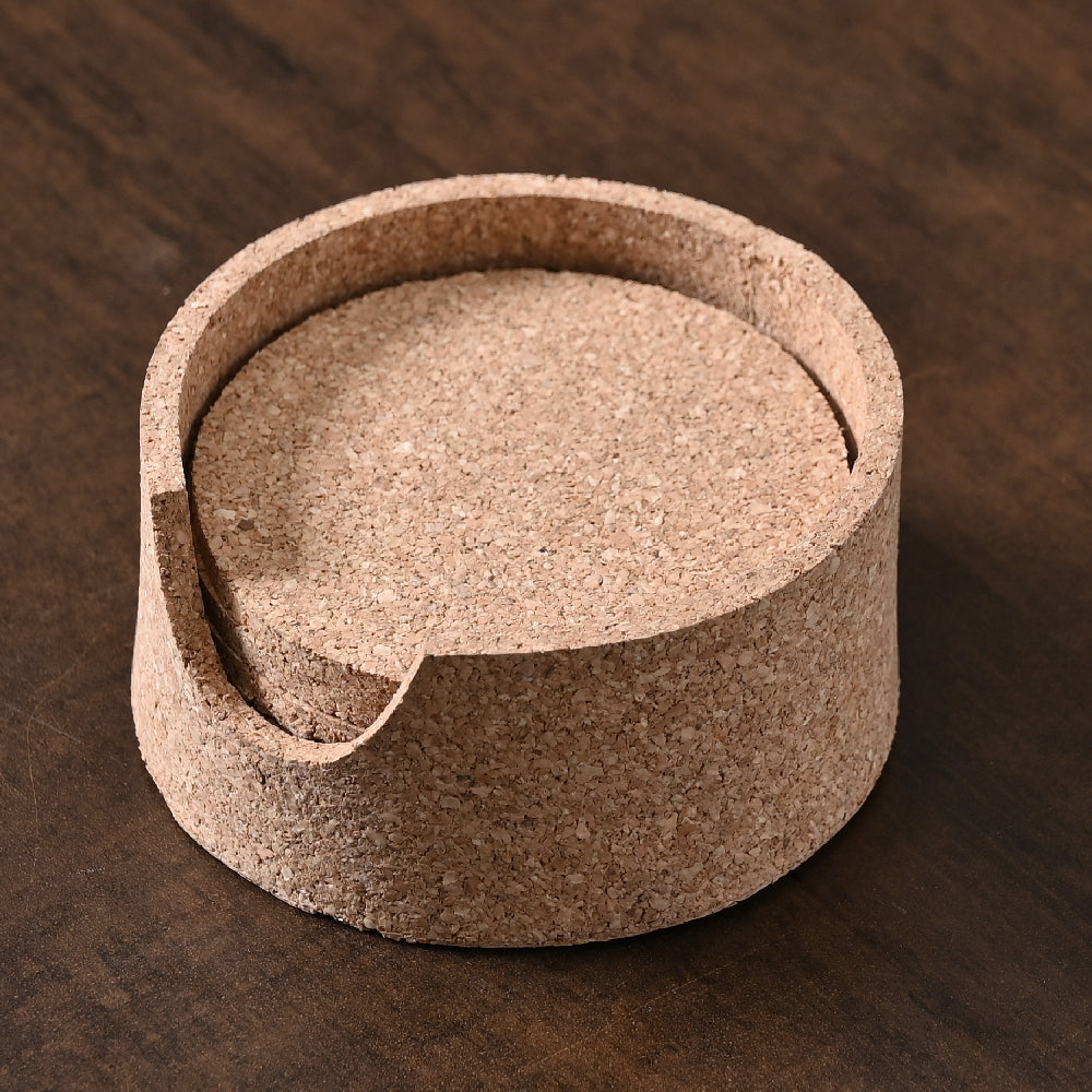 Cork Coaster Set of 6 with Holder by Decovia