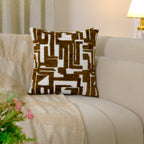 Yarn Couched Embroidered Geometric Throw Pillow