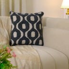 Textured Charcoal Geometric Embroidered Throw Pillow