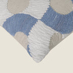 Blue and White Tufted Geometric Cushion Cover – Textured Cotton Accent Pillow