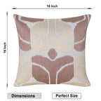 Hand-Embroidered Cotton Cushion Cover – Modern Ikat Pattern in Blush & Cream