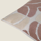 Hand-Embroidered Cotton Cushion Cover – Modern Ikat Pattern in Blush & Cream