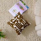 Yarn Couched Embroidered Geometric Throw Pillow