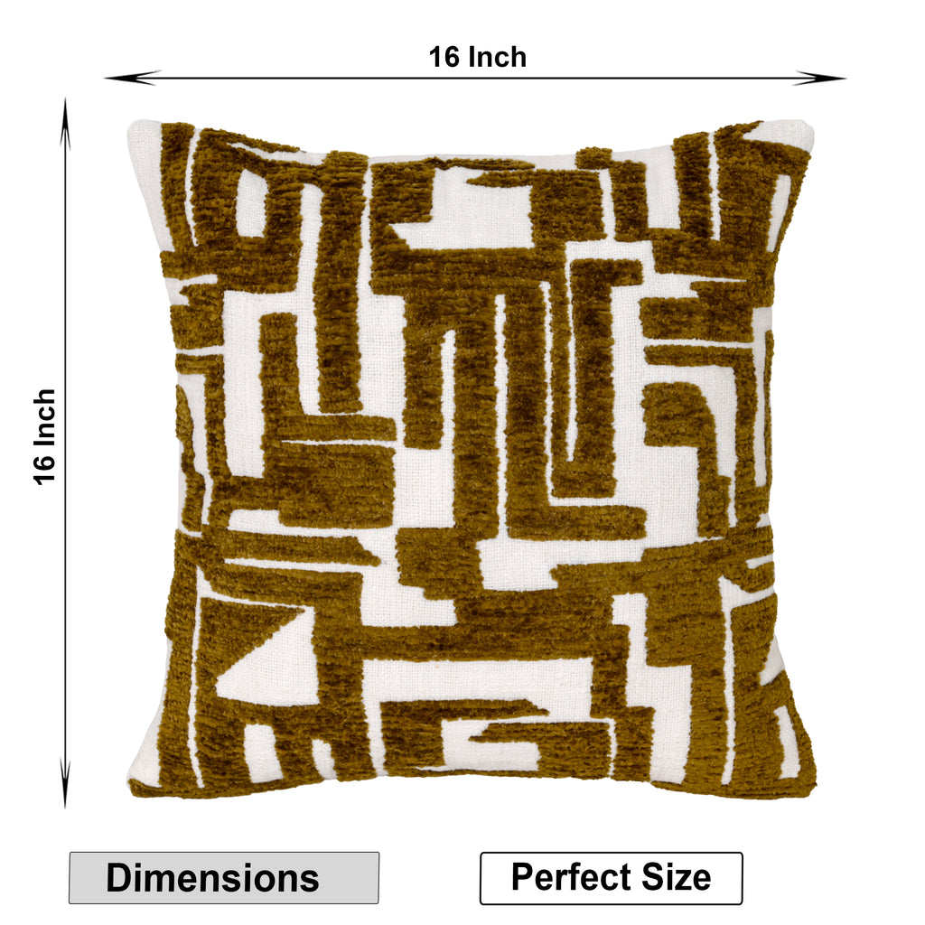 Yarn Couched Embroidered Geometric Throw Pillow