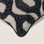 Textured Charcoal Geometric Embroidered Throw Pillow