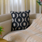 Textured Charcoal Geometric Embroidered Throw Pillow