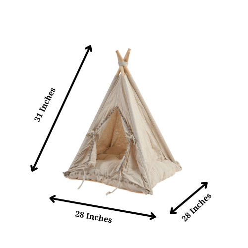 Funny Pet Teepee Tent for Dogs & Cats – Soft Cotton Canvas with Wooden Frame